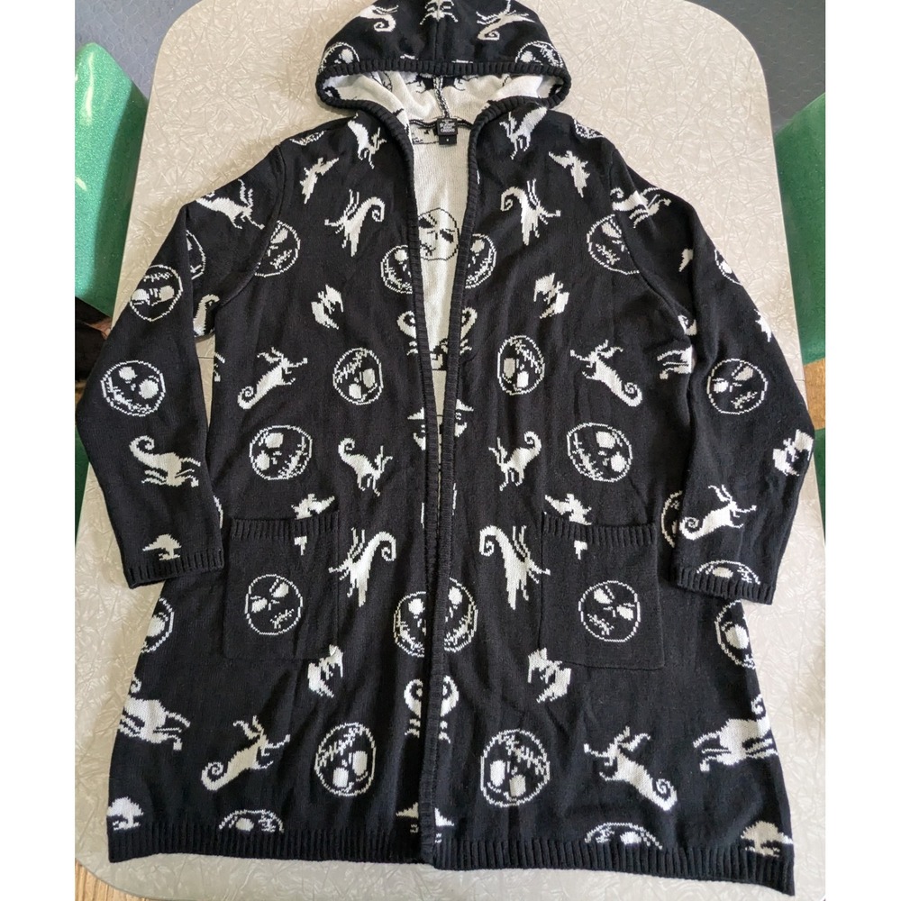 Nightmare Before Christmas Jack & Zero Hooded Flyaway Cardigan XL Black White